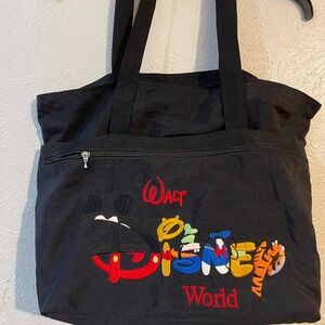 Disney Black Tote with Colorful Embroidered Walt Disney World Logo